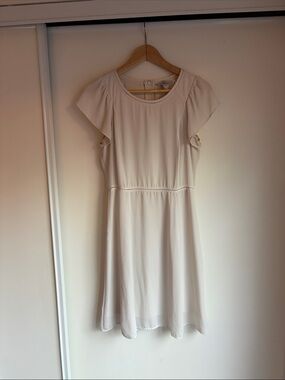 H&M Cream Short Flutter-Sleeve Mini Dress